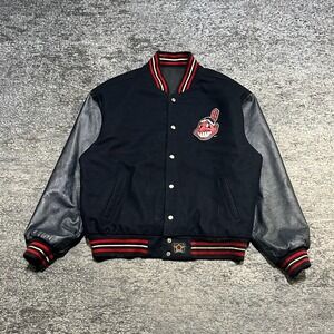 Vintage Cleveland Indians Jeff Hamilton Varsity Jacket Mens XL‎ Chief Wahoo 90s